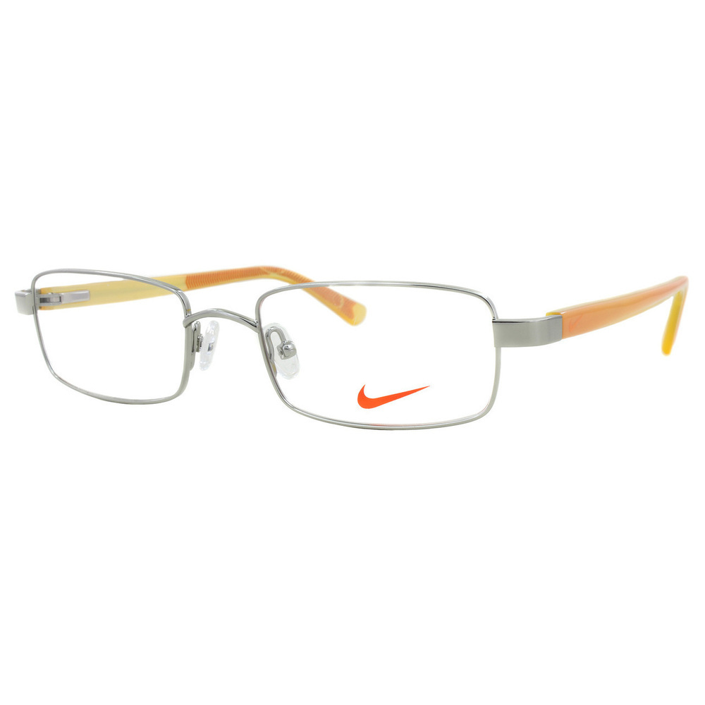 NWT Nike 5550 Silver/Orange Rectangle 49mm Eyeglasses